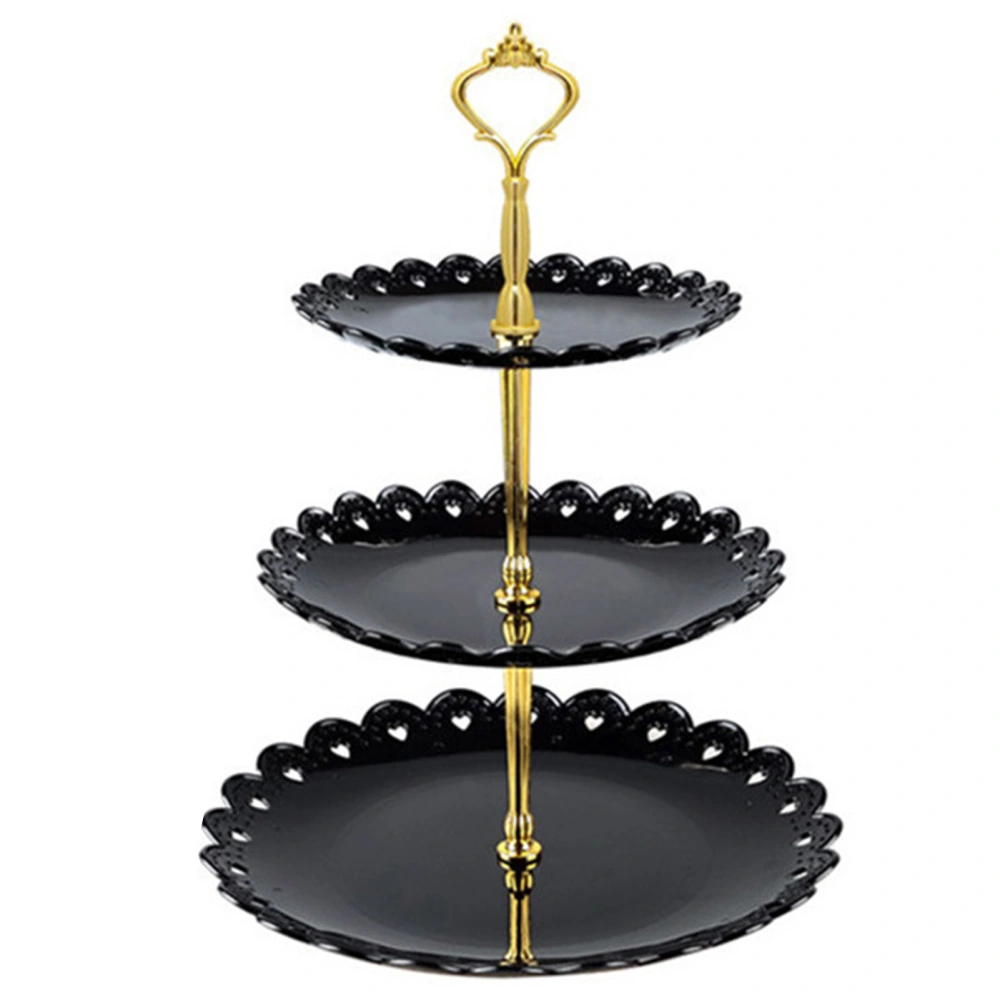 3 Tier Cupcake Stand Tray 13.8in Height Space Saving Lightweight Dessert Tower Display Holder for Party Festival Black