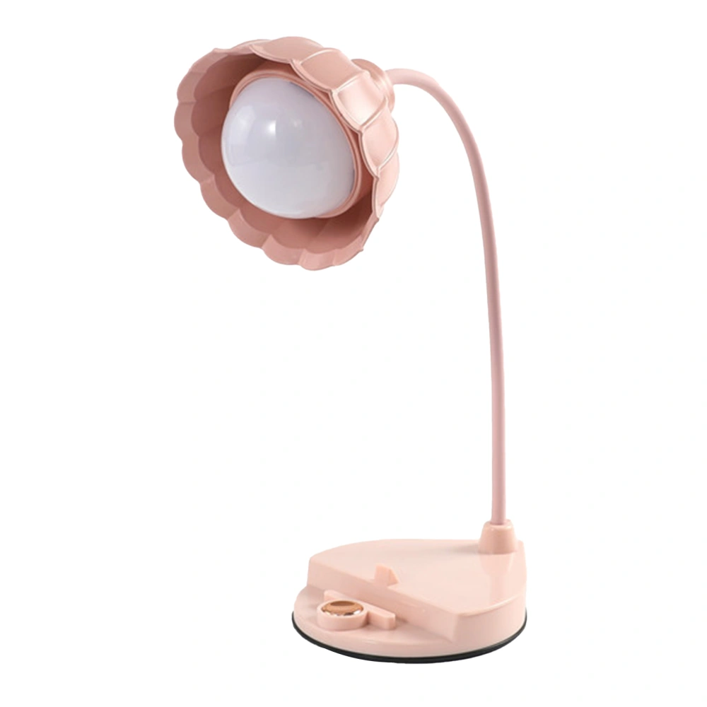 LED Reading Light Plastic Flower Shaped Touch Sensitive USB Charging Folding Table Lamp for Bedroom Dormitory Pink