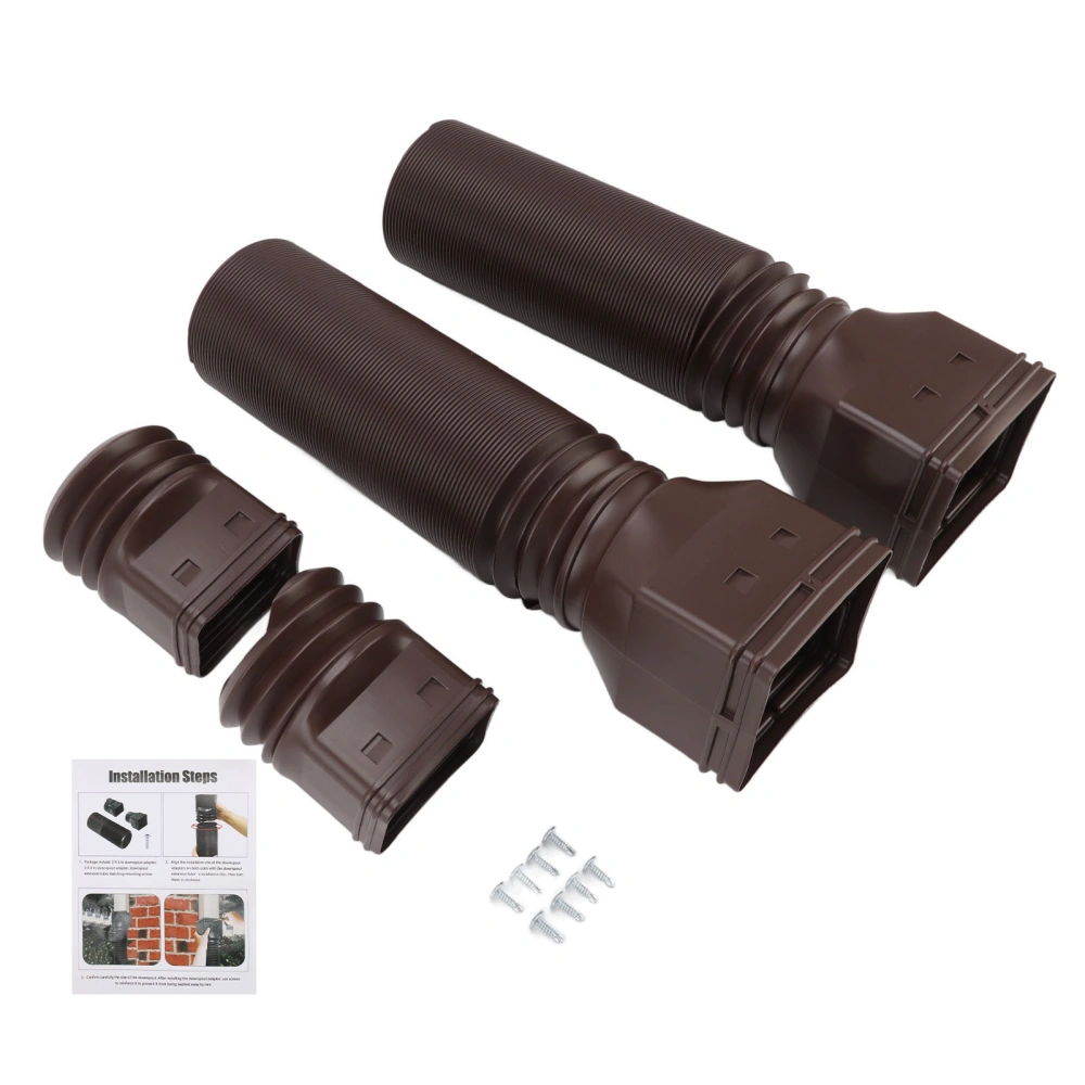 Rain Gutter Downspout Extensions Flexible Universal Drain Downspout Extender Drainage Connector Extendable From 20in to 29in Brown