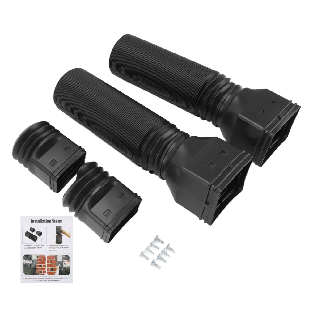 Rain Gutter Downspout Extensions Flexible Universal Drain Downspout Extender Drainage Connector Extendable From 20in to 29in Black