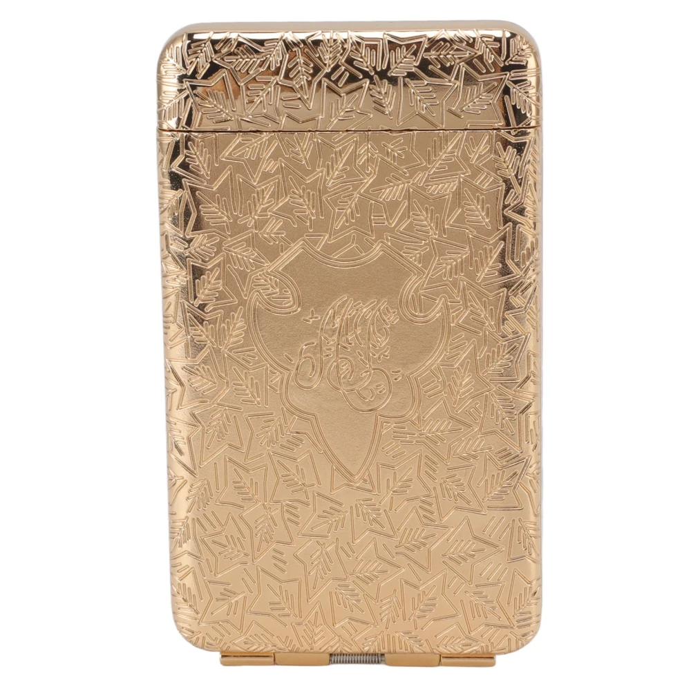 Cigarettes Case Zinc Alloy Vintage 3D Relief Pattern Three Open Portable Cigarettes Holder Box for Travel Gold for 20 Fine Cigarettes