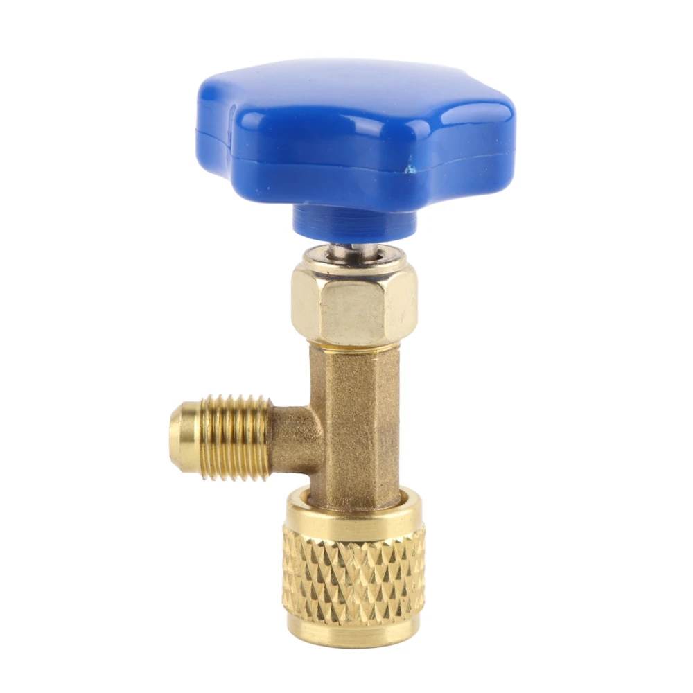 Universal Refrigerant Safety Valve Brass 1cm Diameter Cylinder Valve Replacement for Home Air Conditioner Yellow