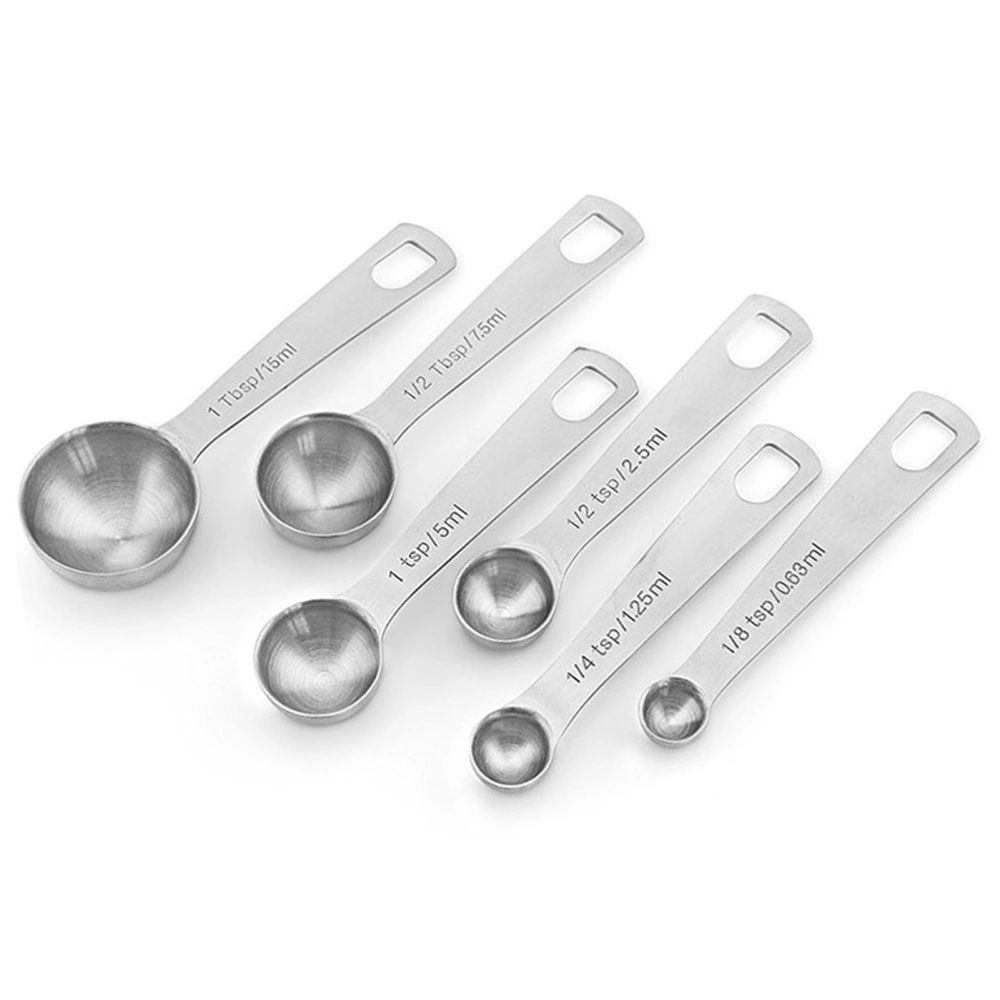 6pcs Measuring Spoon Set Thickened Clear Engraving Scale Stainless Steel Measuring Tablespoons for Seasoning