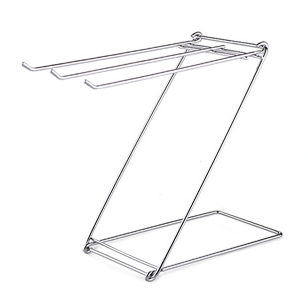 Foldable Floor Towel Holder Stainless Steel Z Shaped 3 Bars Floor Towel Rack for Bathroom Kitchen