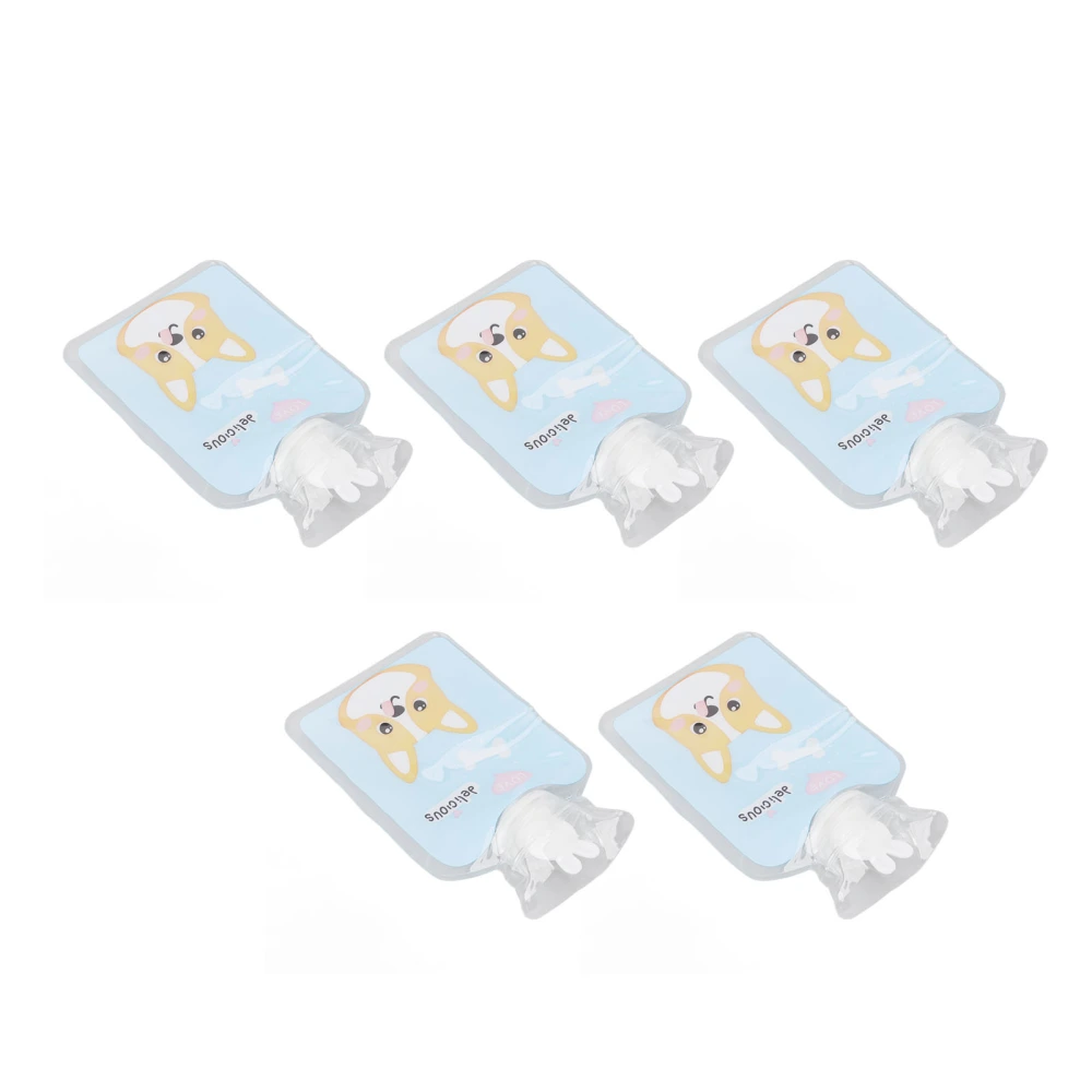 5Pcs Hot Water Bottle Bag Thickened Explosion Proof PVC Leakage Proof Wide Mouth Warm Water Bag Blue Dog Pattern