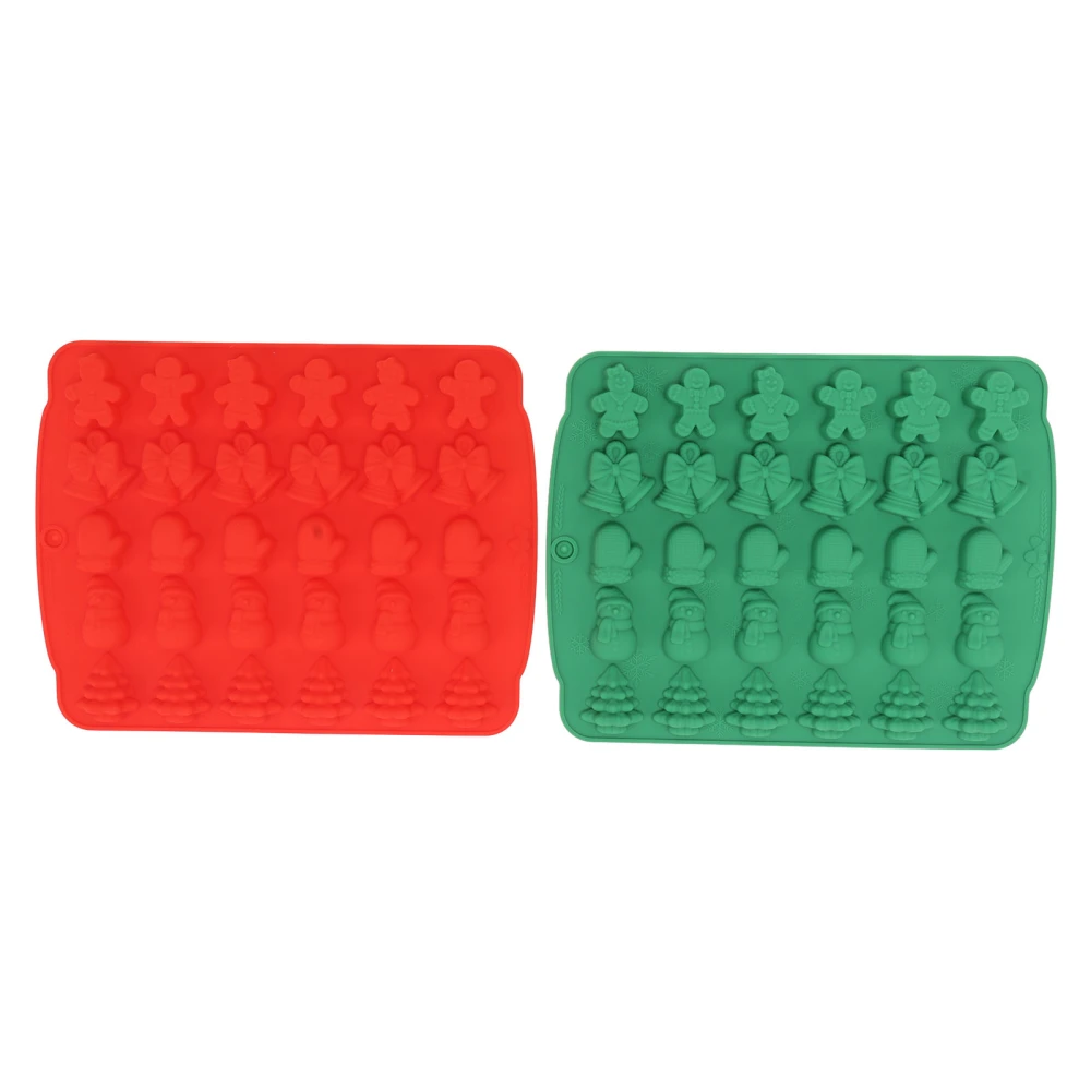 2pcs Christmas Theme Silicone Molds Heat Resistance Food Grade Christmas Fondant Molds for Frosting Fudge Type A