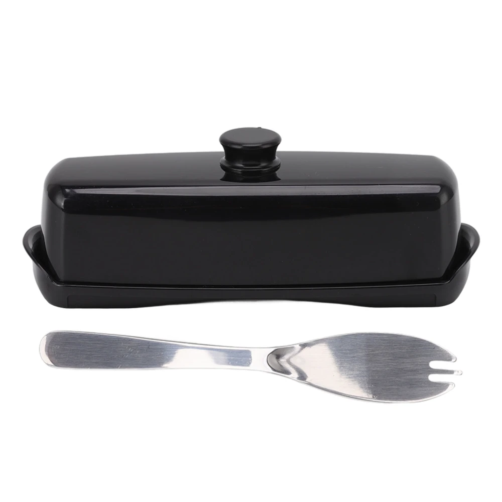 Plastic Butter Box Large Capacity Compact Cheese Storage Box with Lid Knife for Home Kitchen Refrigerators Black