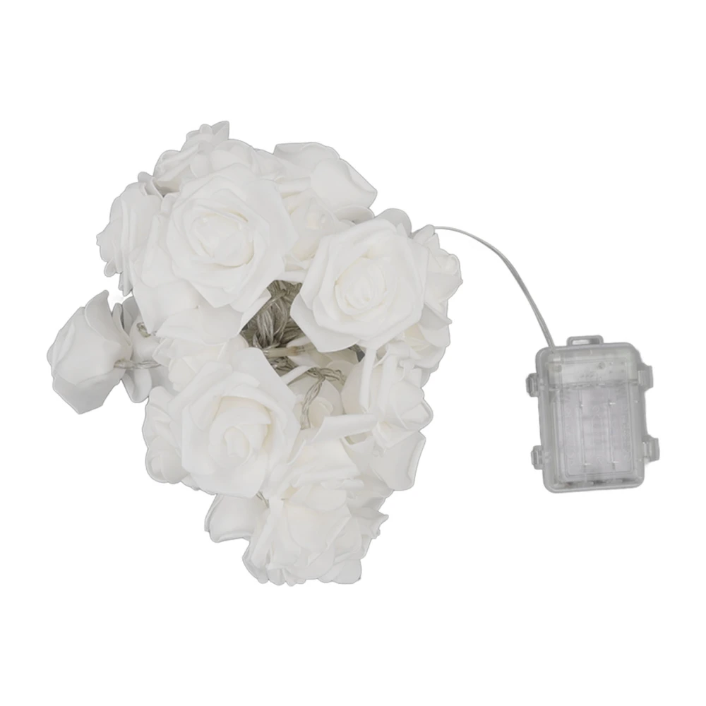 LED Rose Flower String Light Battery Operated White Rose String Lamp for Valentine's Day Wedding Bedroom Festival Party