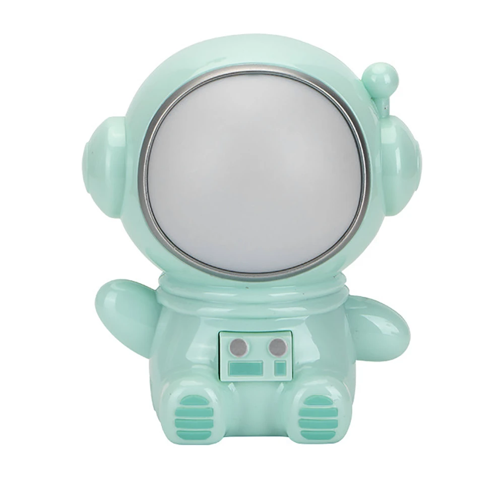 Night Light 3 Modes LED Colorful Cute Astronaut Appearance USB Port Bedside Night Lamp for Bedroom Dormitory Green