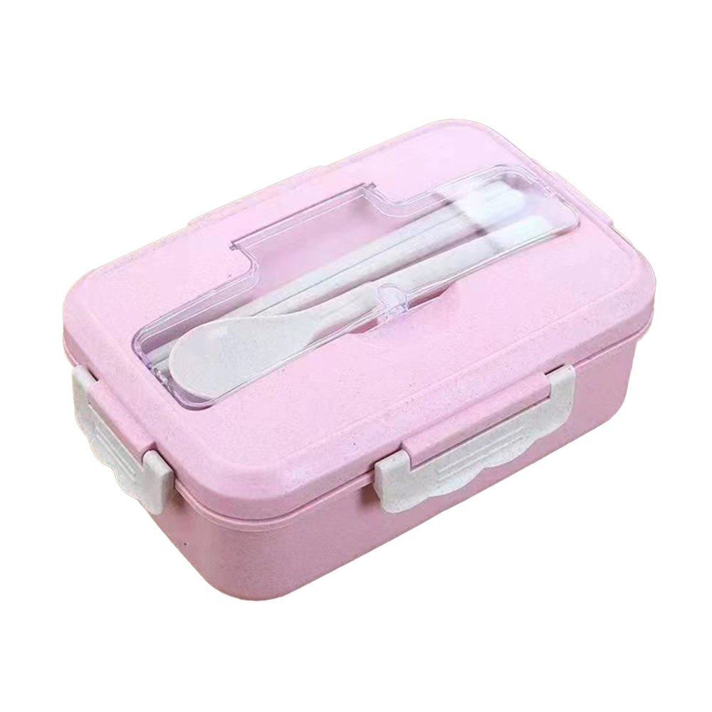 Lunch Box Multi Compartments Environmentally Friendly Portable Bento Box for Student Home School Office Pink