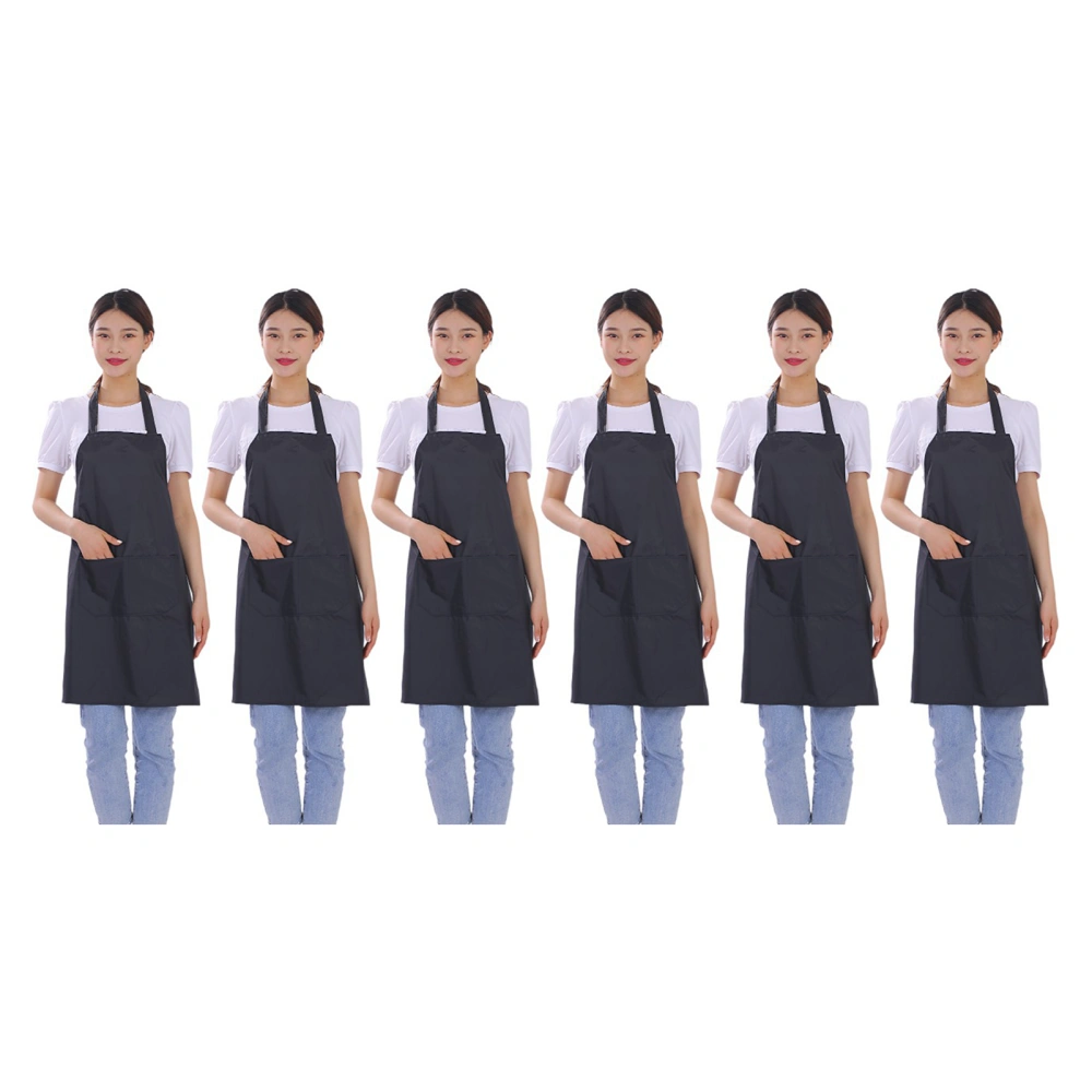 6pcs Waterproof Apron Lightweight Black Apron with Two Pockets for Mens Women for Housework Cooking