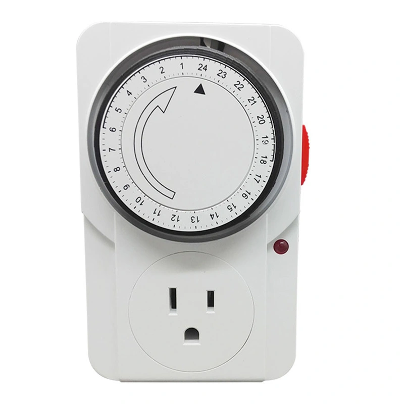 Timer Outlet 24 Hour Cycle Timing Mechanical Plug In Outlet Timer Flame Retardant US Plug Timing Power Socket 125V 15A