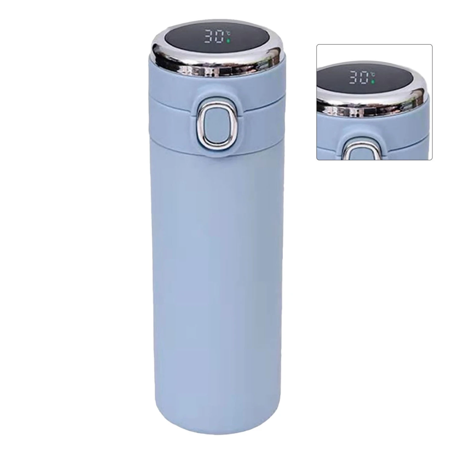 420ml Smart Insulation Cup Double Layer Stainless Steel Thermal Bottle with Temperature Display Bleu