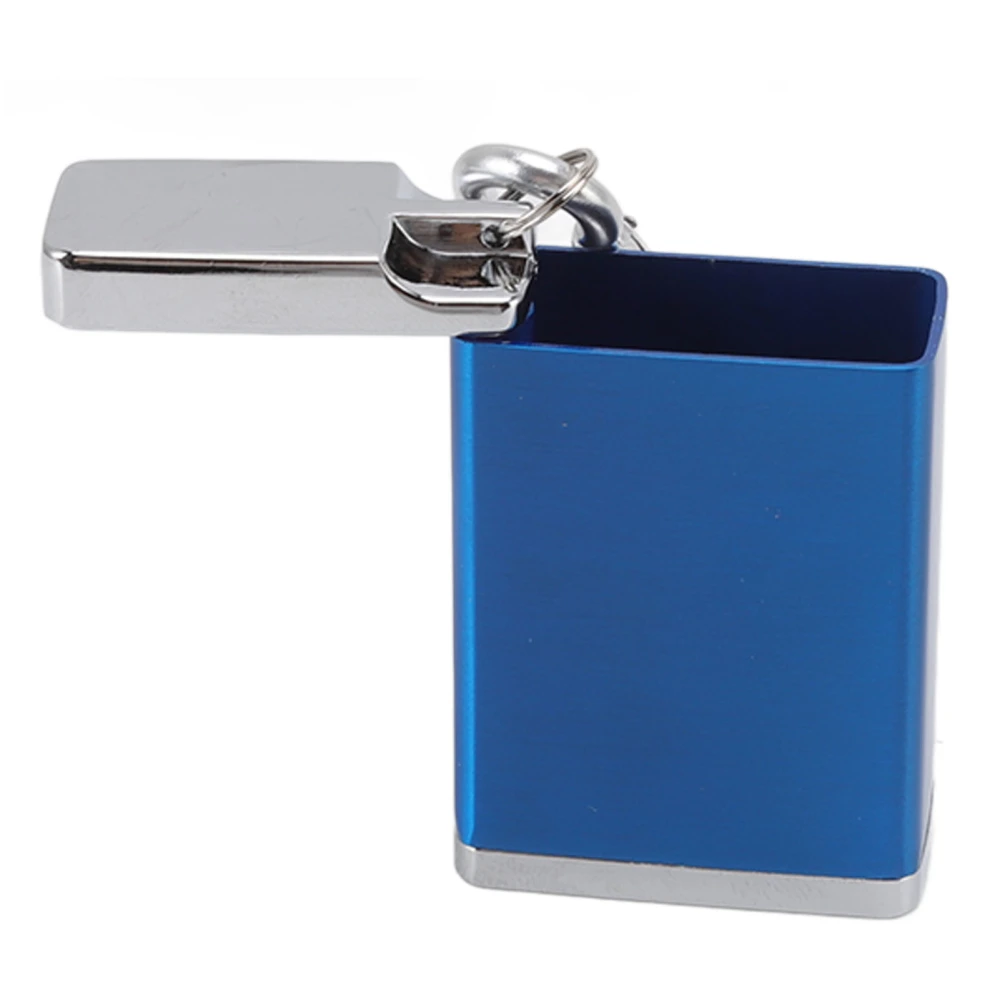 Ashtray Portable Mini Zinc Alloy Fireproof Delicate Ashtray Keychain with Buckle Lid Blue