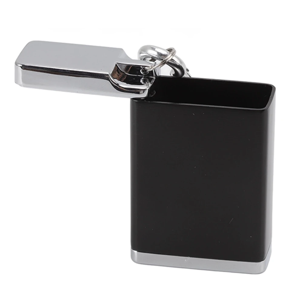 Ashtray Portable Mini Zinc Alloy Fireproof Delicate Ashtray Keychain with Buckle Lid Black