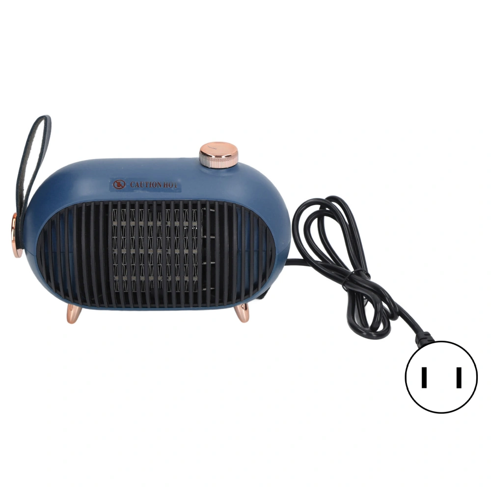 Electric Heater Household Mini Desktop Heater Quiet Hot Wind for Indoor Bedroom Office US Plug 110V Dark Blue