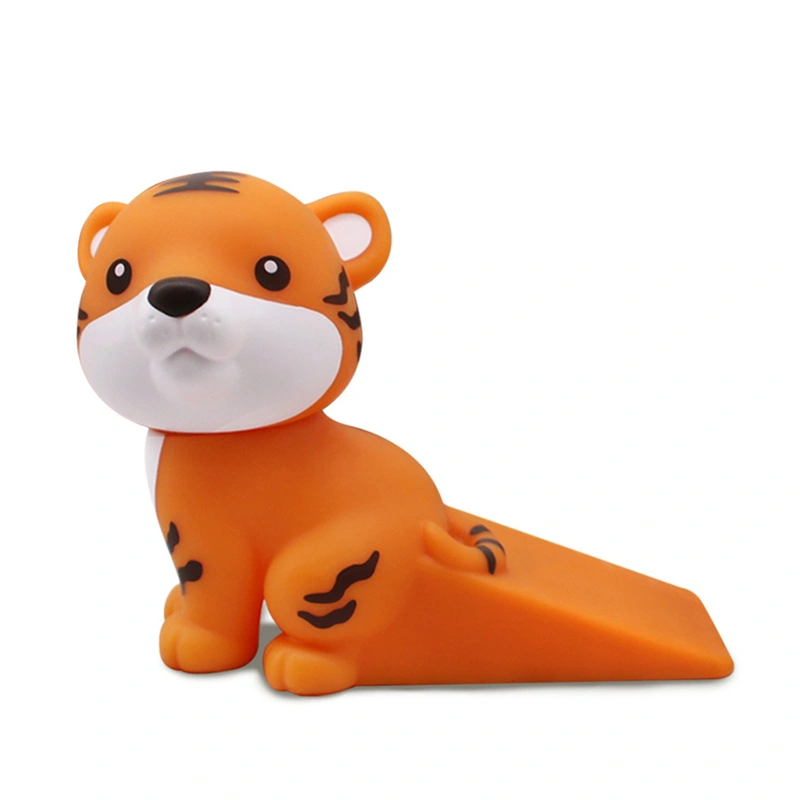 Cartoon Door Stopper Cute Animal Shaped Punch Free Decorative Door Wedge for Home Office Orange Tiger