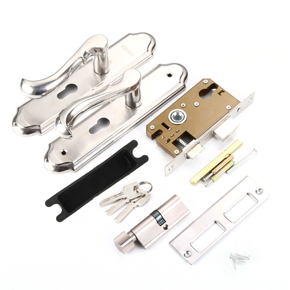 Stainless Steel Handle Door Lock Mechanical Magnetic Security Entry Lever Lock for Bedroom Hotel Balcony