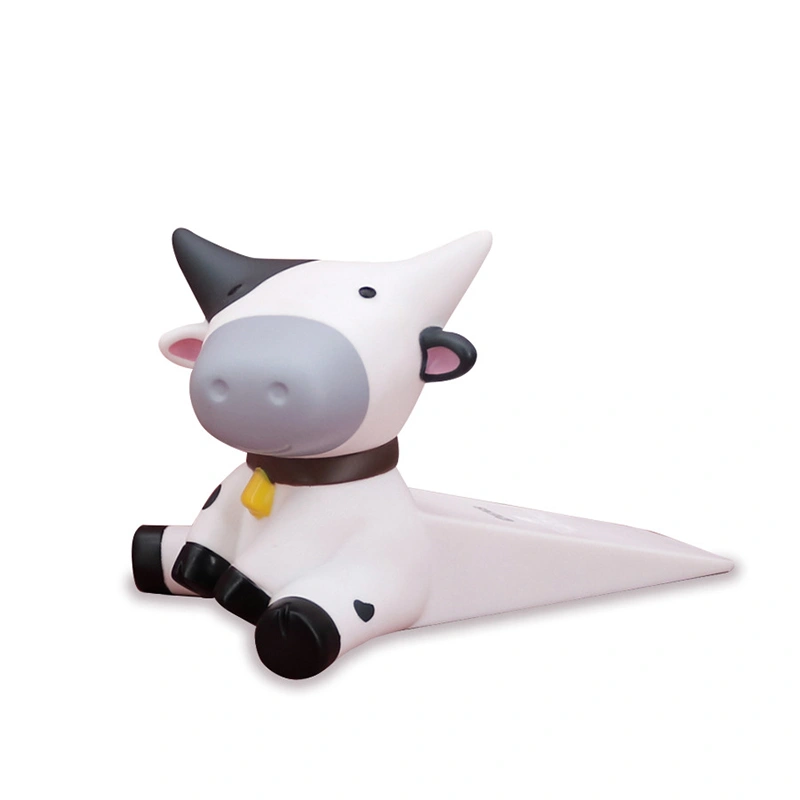 Cartoon Door Stopper Cute Animal Shaped Punch Free Decorative Door Wedge for Home Office White Cow