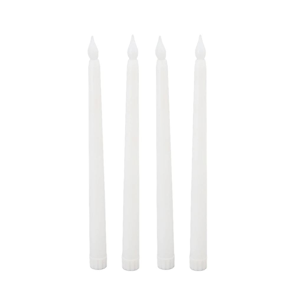 4 Pcs LED Candles Smoke Free Flameless Safe Environmentally Friendly Warm Light Electric LED Taper Candle White