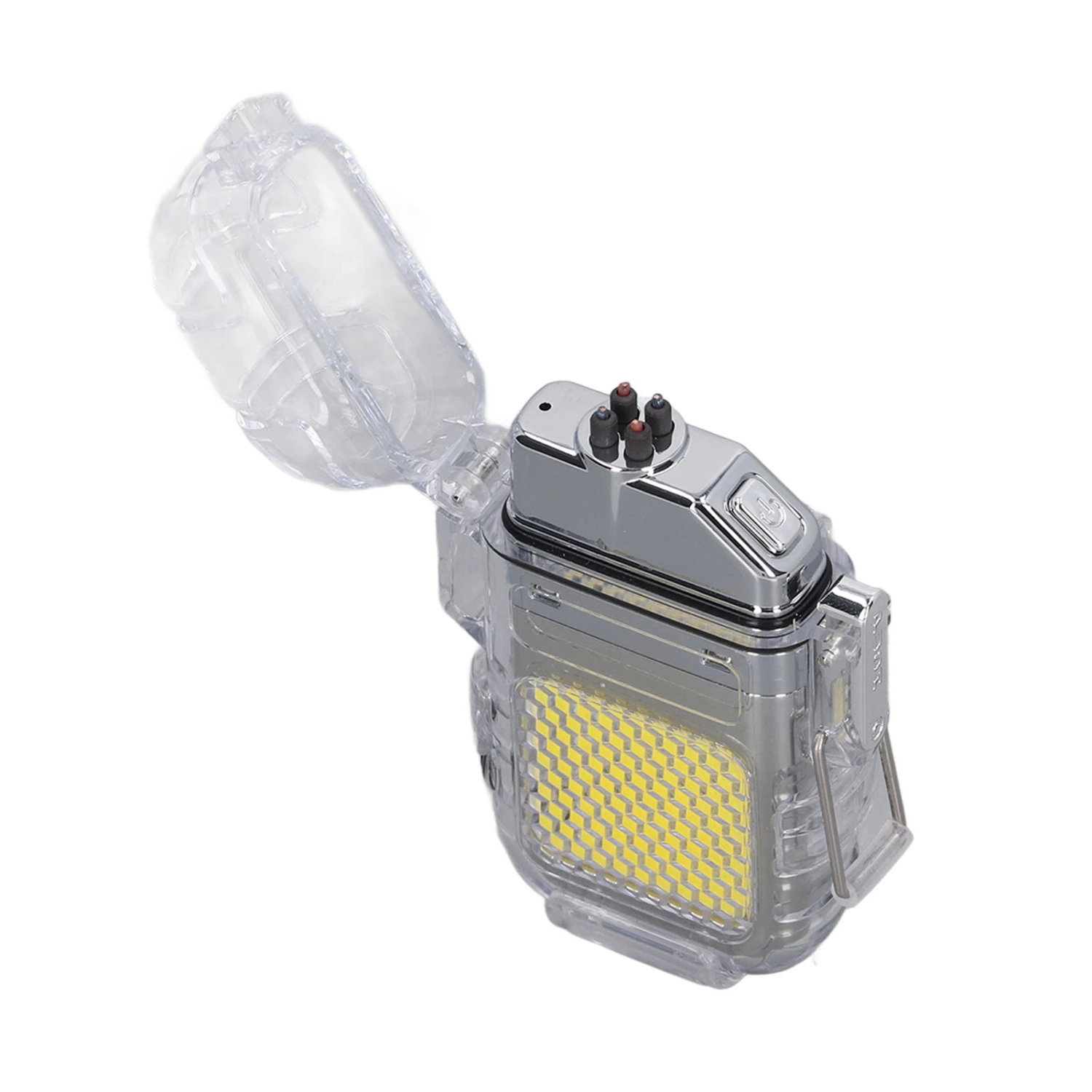 Arc Cigarette Lighter IP56 Waterproof Wind Proof LED Lighting Portable Multifunctional Dual Arc Lighter Silver