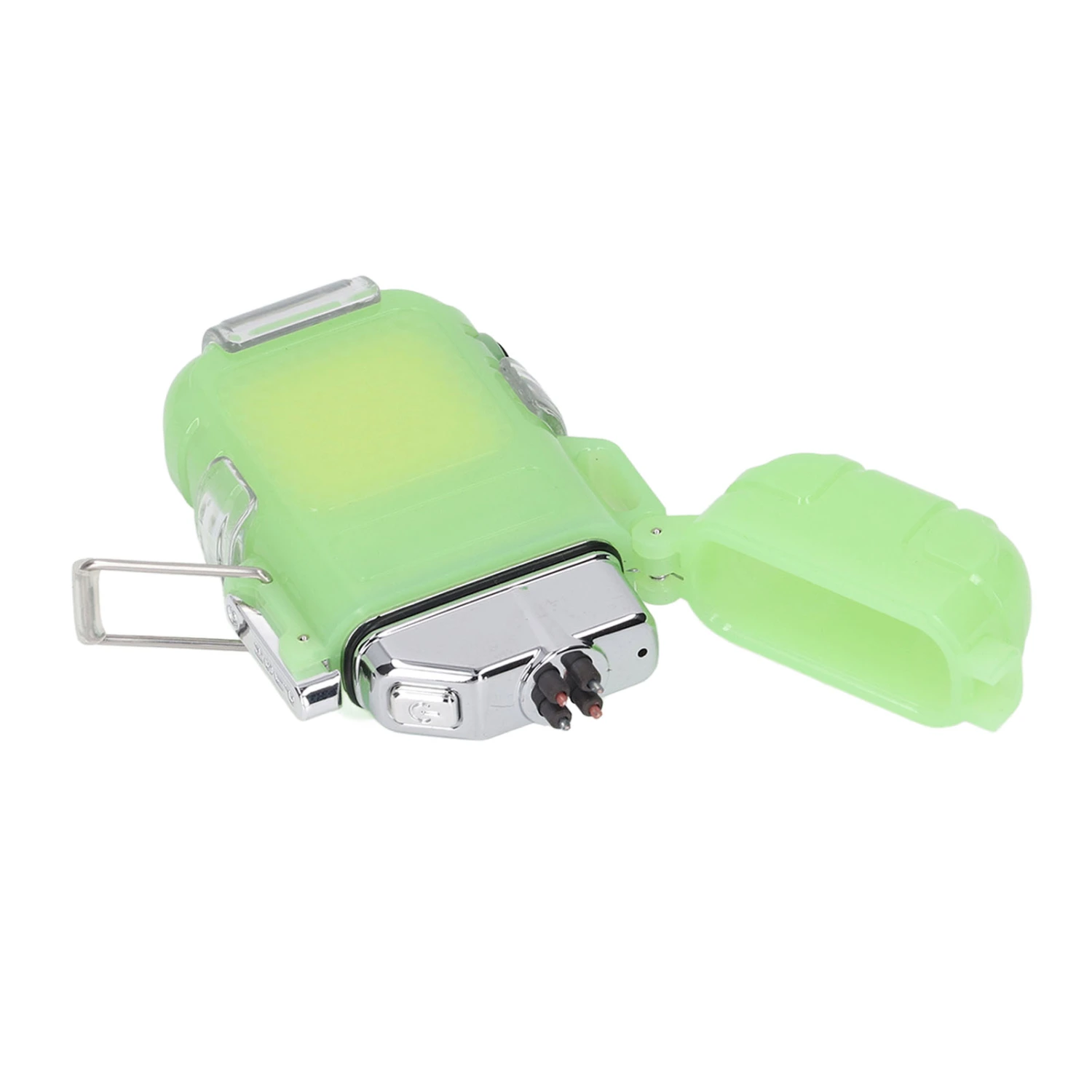 Arc Cigarette Lighter IP56 Waterproof Wind Proof LED Lighting Portable Multifunctional Dual Arc Lighter Noctilucent Green