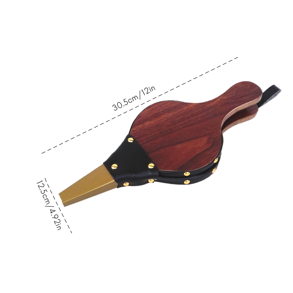 Mini Fireplace Wooden Pattern Air Bellows with Hanging Strap for BBQ Fireplace Camping
