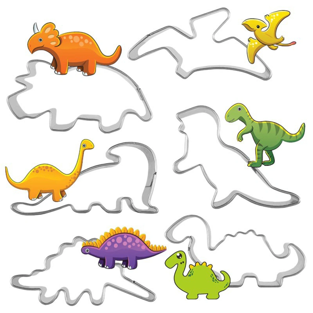 6Pcs/Set Dinosaur Shape Mould Stainless Steel Biscuit Mould Baking Tool