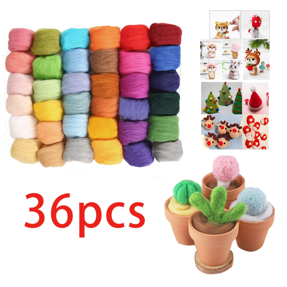 36/45 Colors Fibre Wool Yarn Roving for Needle Felting Hand Spinning DIY Craft Materials