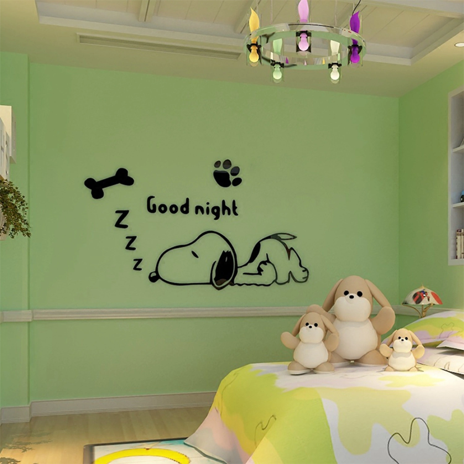 3D Stereoscopic Cartoon Puppy Dog Wall Sticker Paper Kids Room Bedside Wall Decorative Sticker