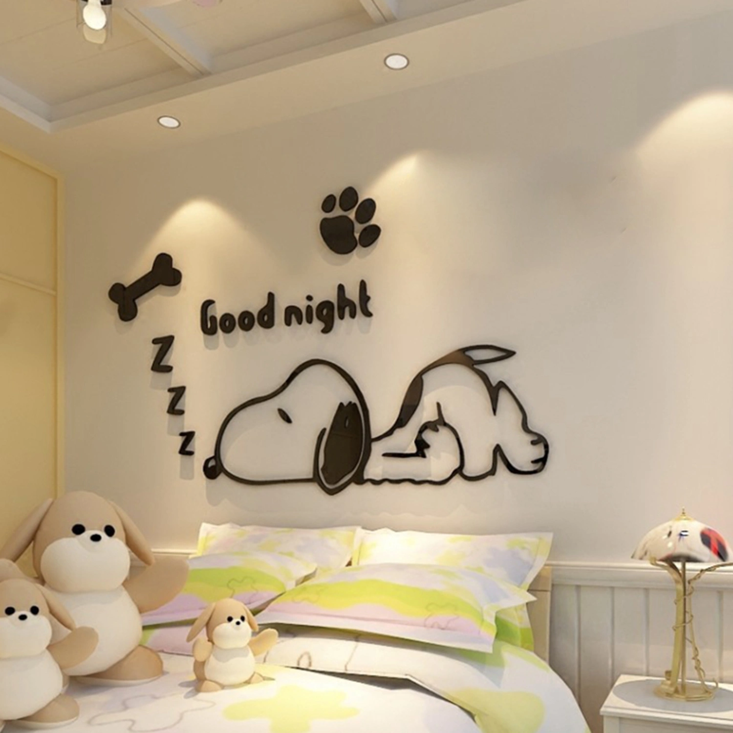 3D Stereoscopic Cartoon Puppy Dog Wall Sticker Paper Kids Room Bedside Wall Decorative Sticker