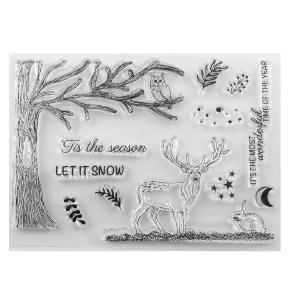 Christmas Clear Stamps Christmas DIY Silicone Clear Stamps Cute Stamps for Card Making Crafting Scrapbooking Album