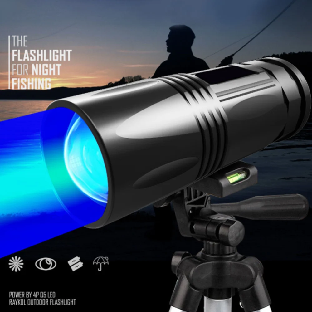 Portable Outdoor Zoomable Night Fishing LED Flashlight Waterproof LED Flashlight USB Rechargeable Light