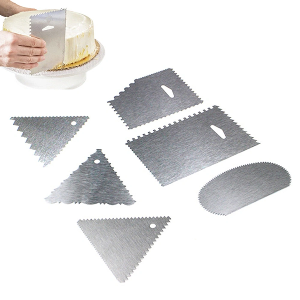 6Pcs Cake Scraper Cake Smoother Stainless Steel Cake Edge Side Decorating Tools