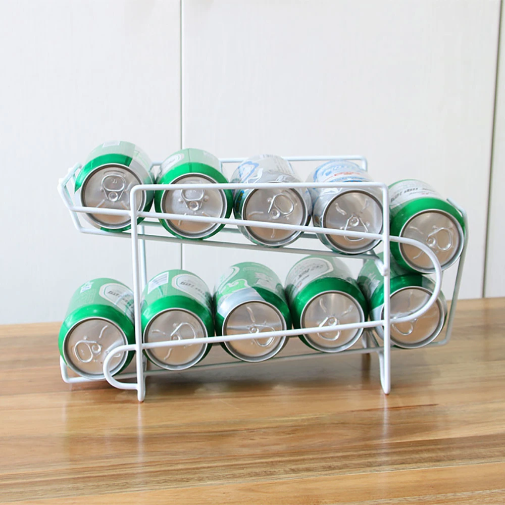 Double Layer Cans Storage Racks Cans Rolling Holder Refrigerator Beverage Rack