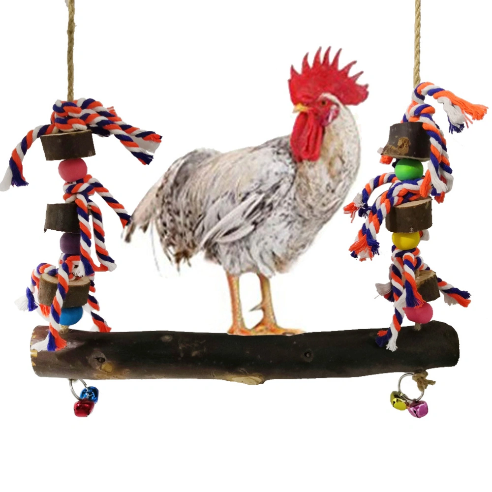 Wooden Chicken Swing Colorful Pet Swing Chew Toy for Chicken and Birds