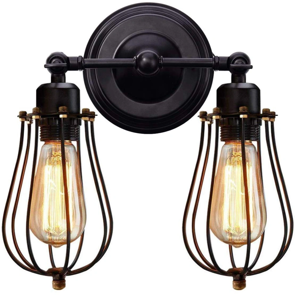 Double Head Wall Sconce Industrial Wire Cage Wall Light Vintage Style Wall Lamp