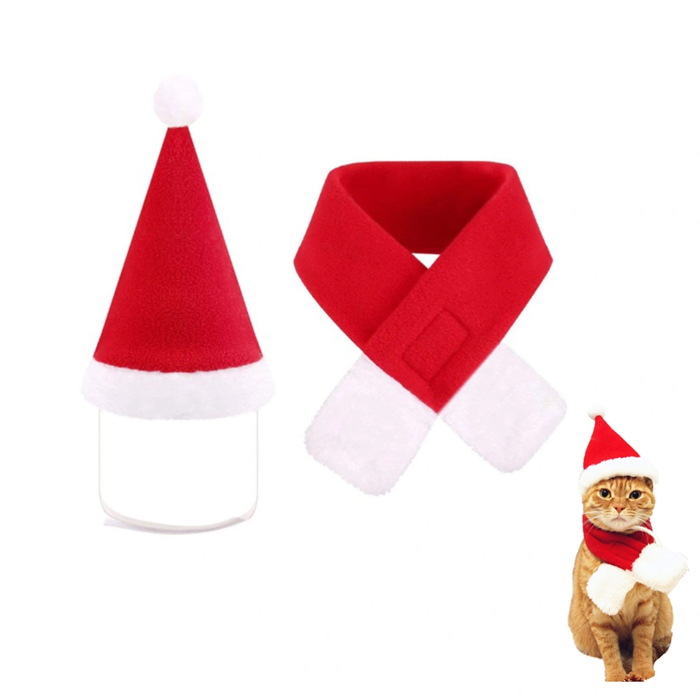 Pet Christmas Hat and Scarf Set Pet Christmas Costume Pet Accessories