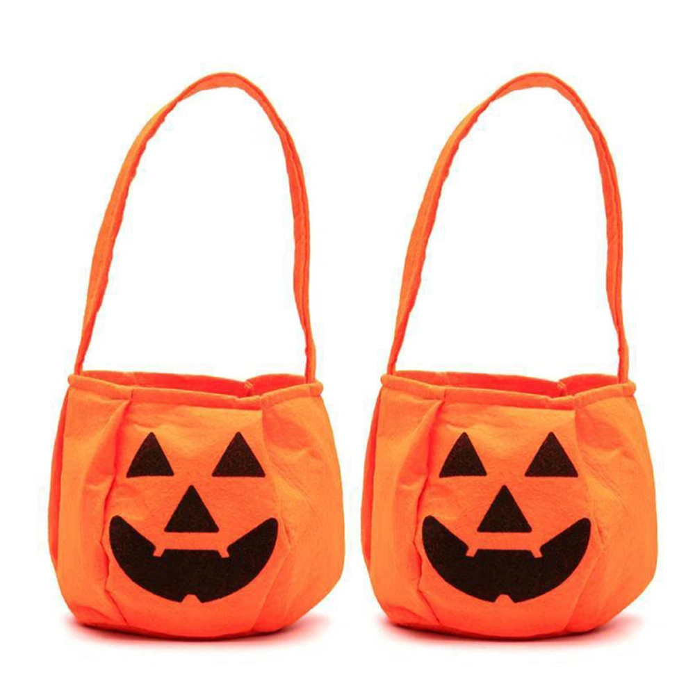 2PCS Halloween Pumpkin Jack O Lantern Trick or Treat Bag Candy Hand Bags Craft Tote for Kids Children Party Supplies Prop