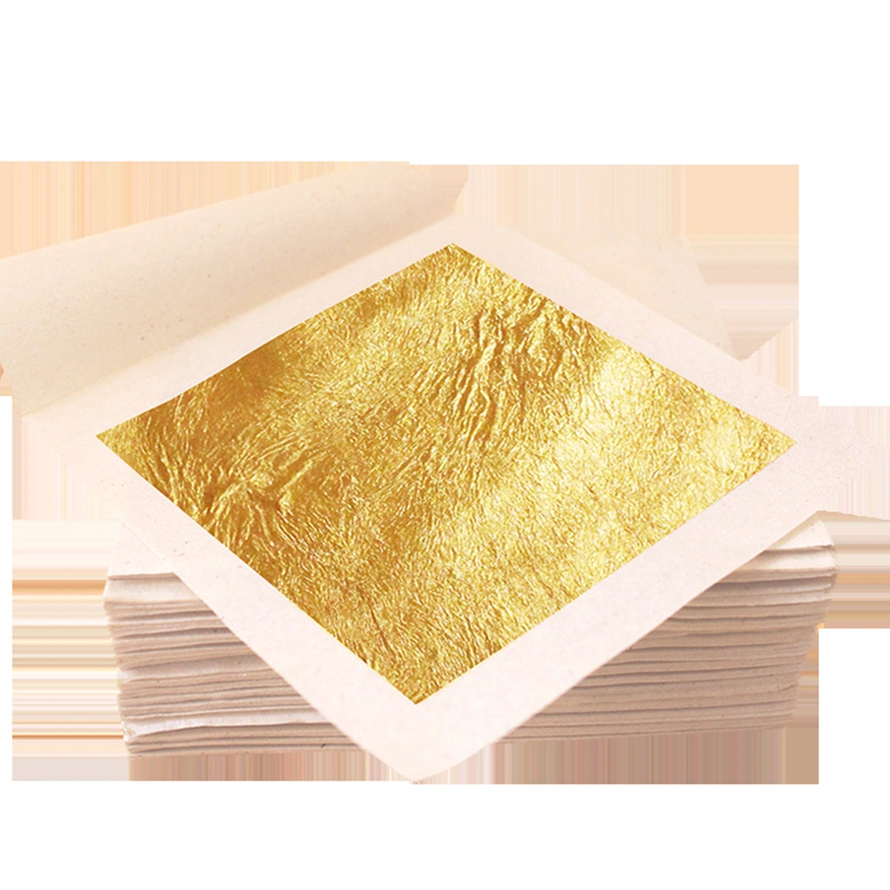 10 sheet Multifunctional Gold Leaf 4.33 x 4.33 cm Edible 24 Carat Gold Foil for Crafts Food Cake Baking Cake Decoration Foil Craft
