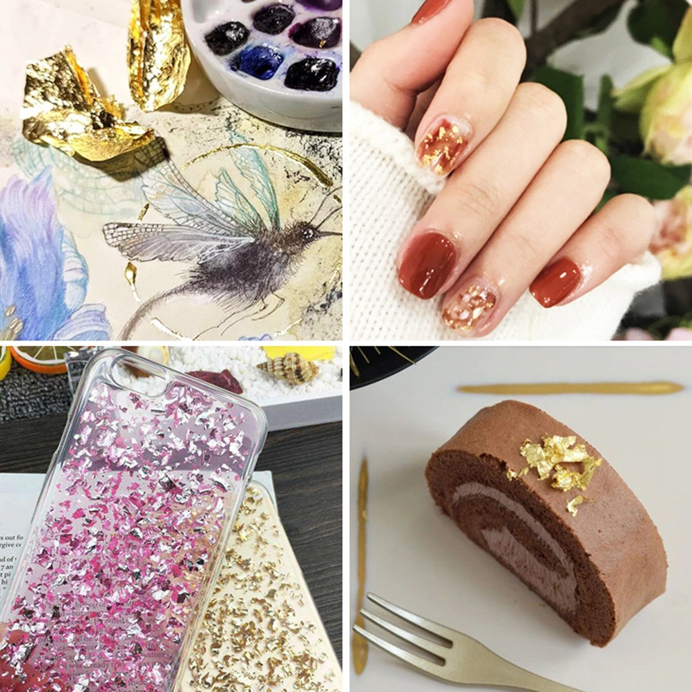 10 sheet Multifunctional Gold Leaf 4.33 x 4.33 cm Edible 24 Carat Gold Foil for Crafts Food Cake Baking Cake Decoration Foil Craft