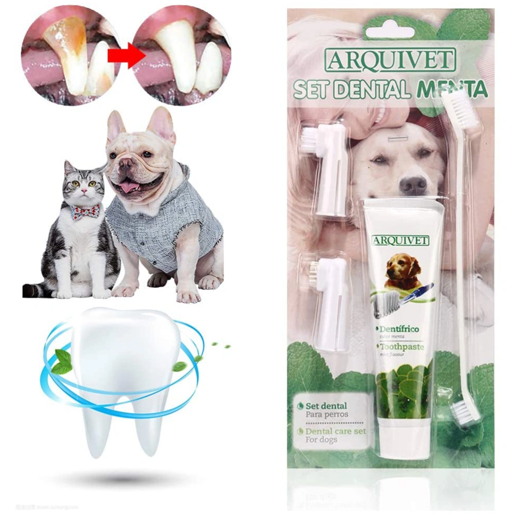 Pet Dog Toothpaste Toothbrush Kit Dental Care Clean Teeth Kit for Dogs Cats