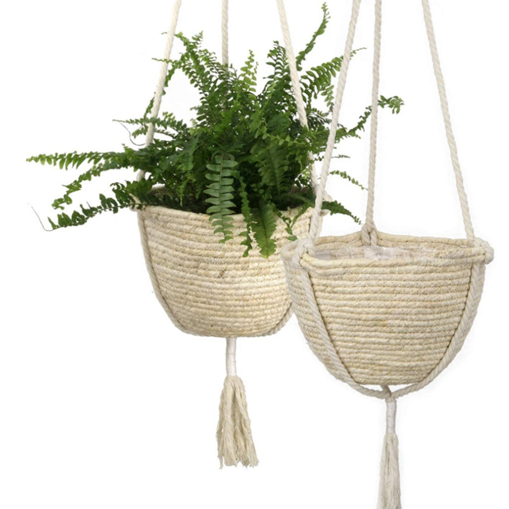 Natural Hanging Seagrass Plant Baskets Dural Layer Flower Planting Basket Holder Garden Decor