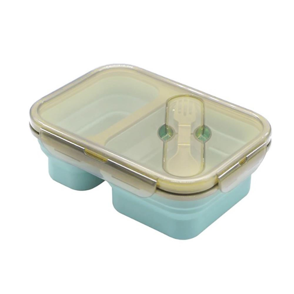 Silicone Collapsible Lunchbox 2 Compartments Large Bento Box Microwave Dishwasher Freezer Lunchbox