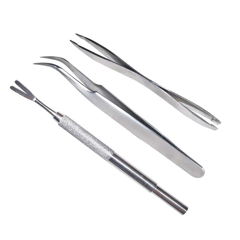 3Pcs Pet Flea Treatment Tick Removal Tools Set Stainless Steel Fork Tweezers Clip Set for Dog Cat