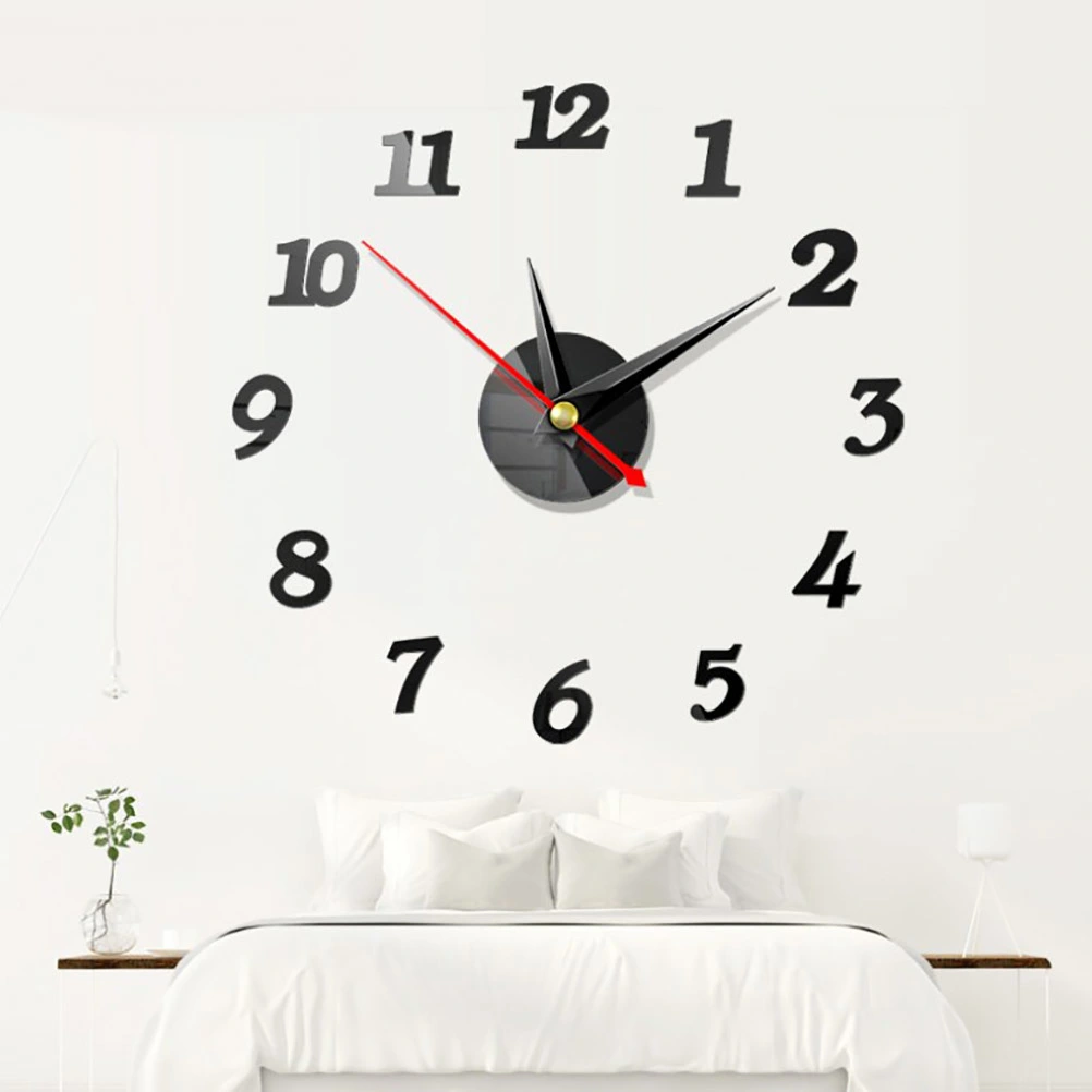 DIY Wall Clock 3D Mirror Stickers Frameless Modern Design Digital Mirror Wall Clock for Home Office