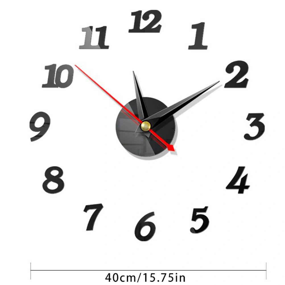 DIY Wall Clock 3D Mirror Stickers Frameless Modern Design Digital Mirror Wall Clock for Home Office