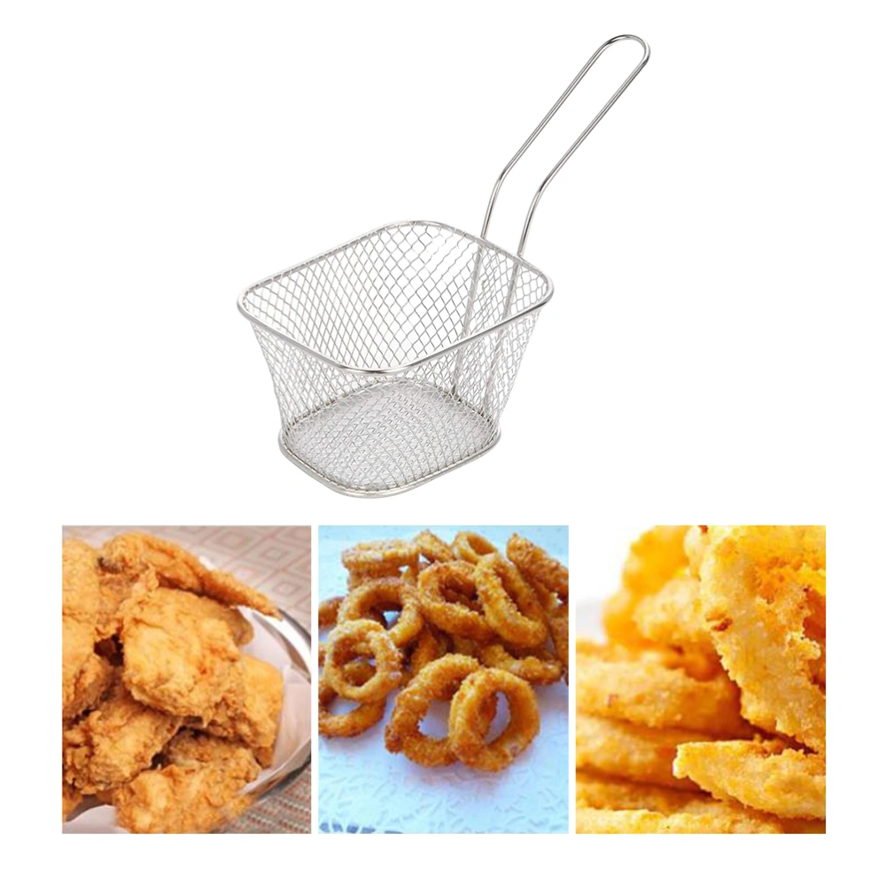 1pc Square Electroplating French Fries Basket Mini Frying Basket Frying Basket