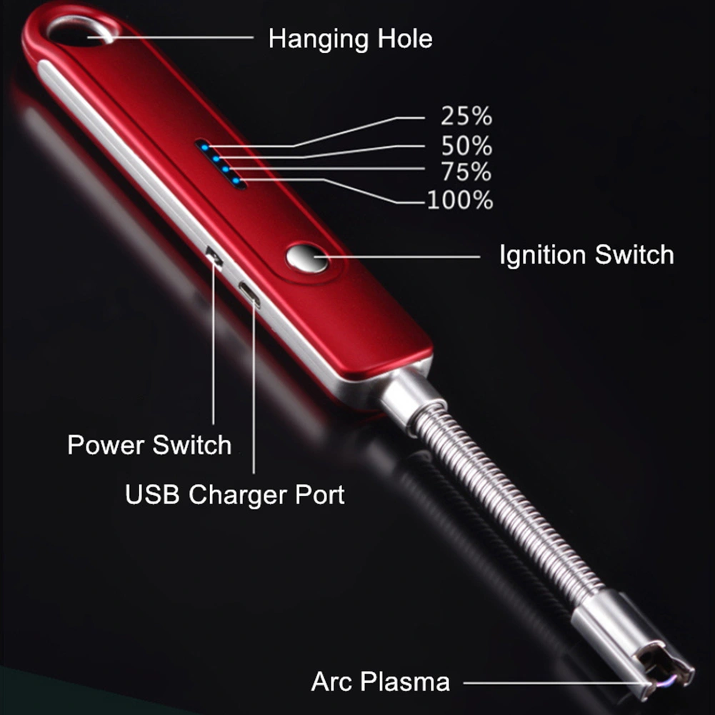 Rechargeable Windproof USB Lighter Arc Lighter Flameless Lighter without Gas and Petrol for Kitchen
