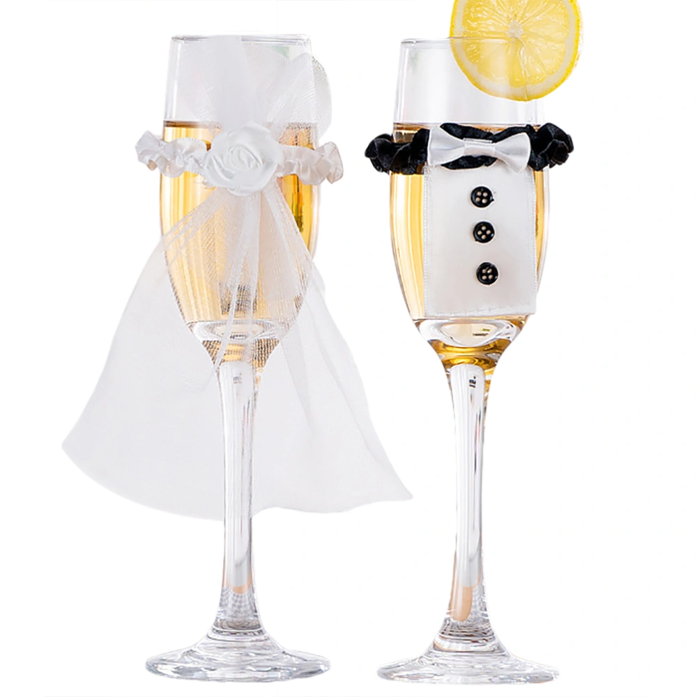 8Pcs/4Set Wedding Wine Cups Decoration Marriage Bride And Groom Champagne Glasses Cup Party New Year Ornaments